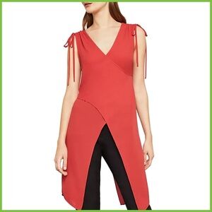 BCBGMaxAzria Long Wrap Red CrissCross Top